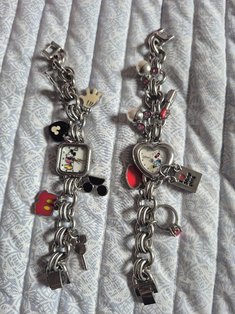 Mickey and Minnie Mouse charm bracelet watch